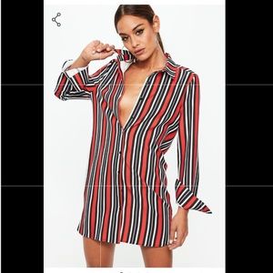 Red White Black striped T-shirt dress